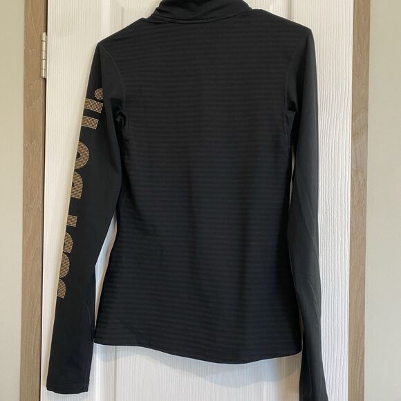 Nike Golf Womens Size Medium Black And Gold Dri-FIT Stretch Half-Zip Thumb Holes - Picture 5 of 9